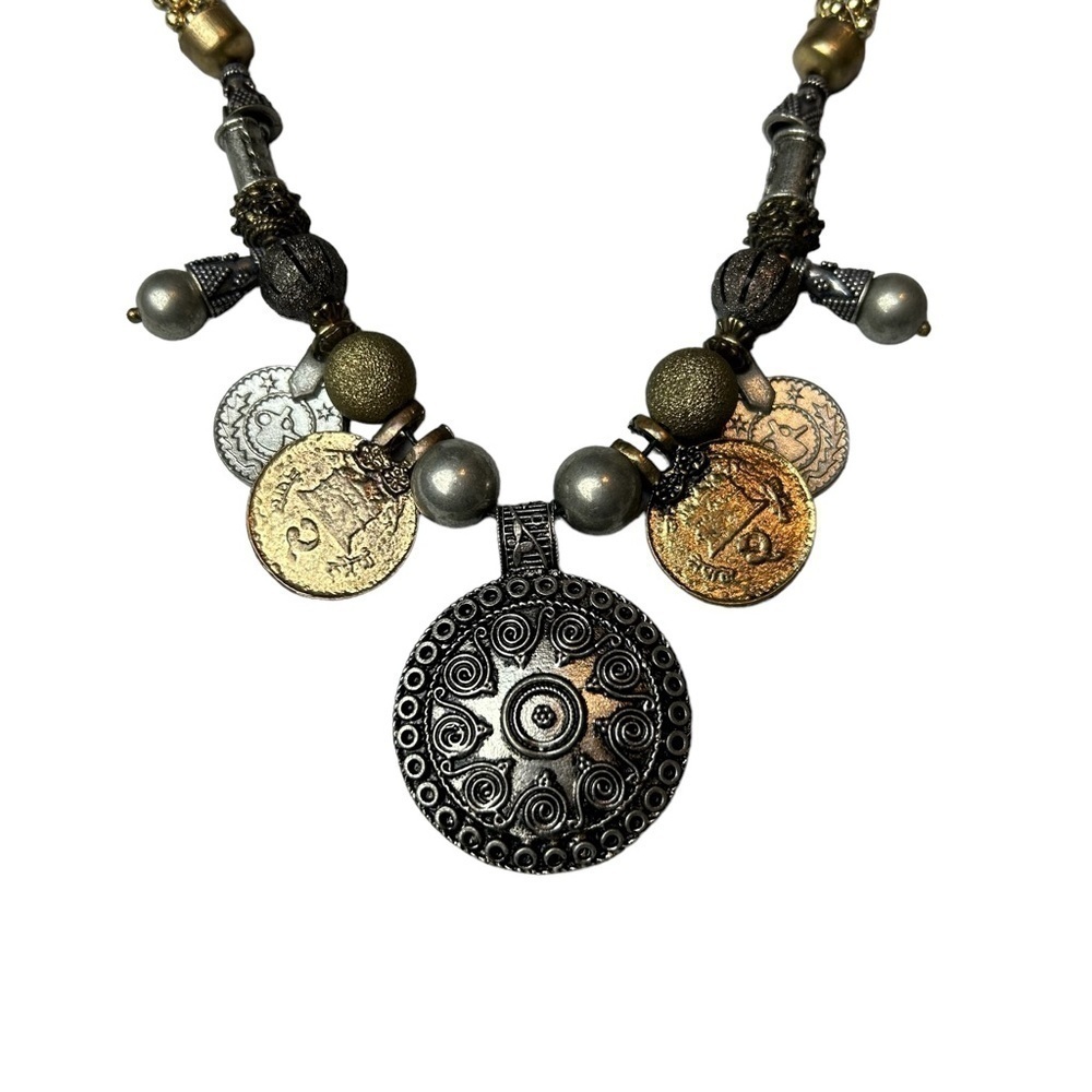 Mixed Medal Necklace w/Adjustable Lobster Claw Closure - Picture 2 of 8